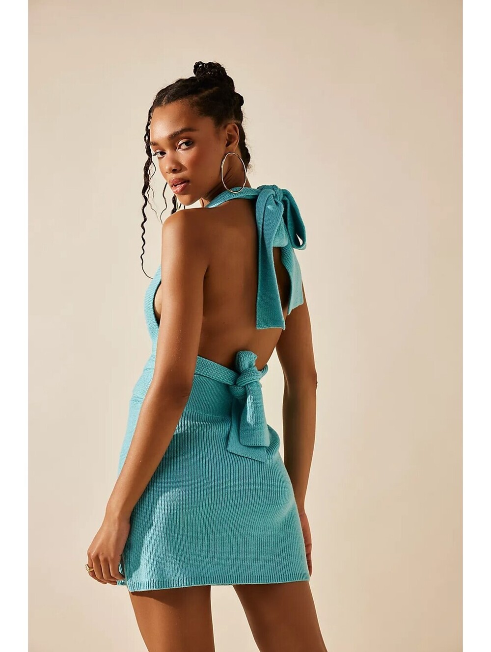 Free People Beach Orchid Comvertable Low Back Mini Dress XL Barbados Blue Knit